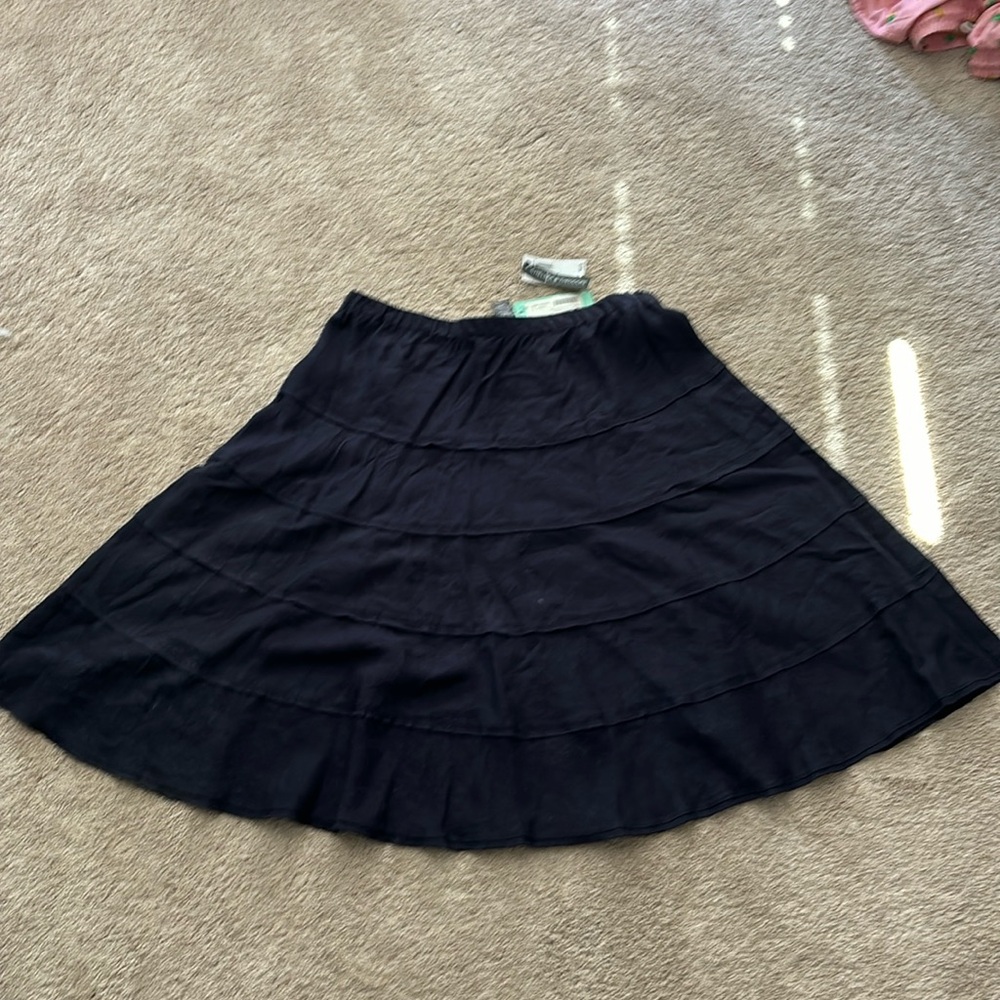 NWT Chelsea & Theodore Agatha Linen Blend Skirt- Navy Blue